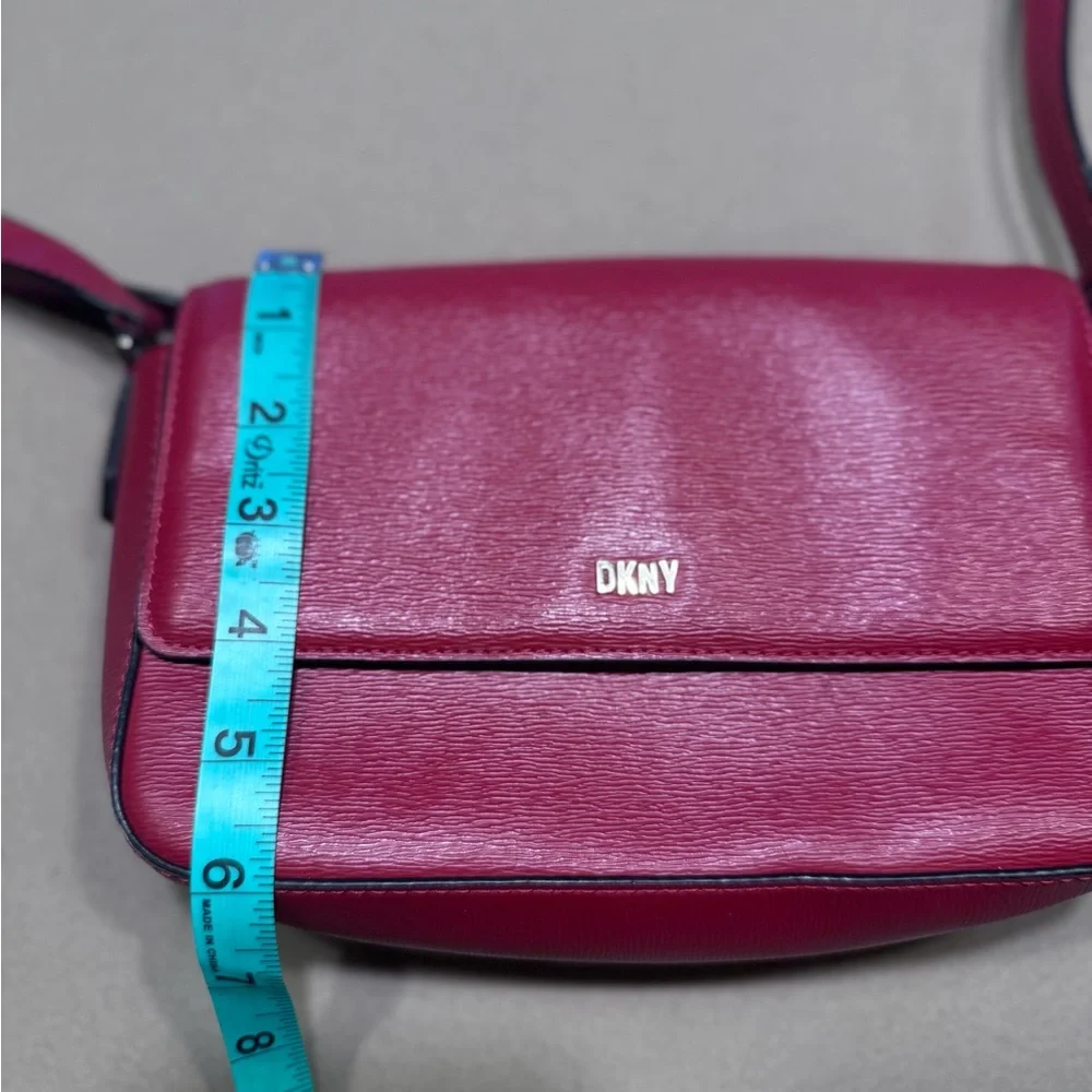 DKNY Sutton Red Leather Bryant Flap Crossbody